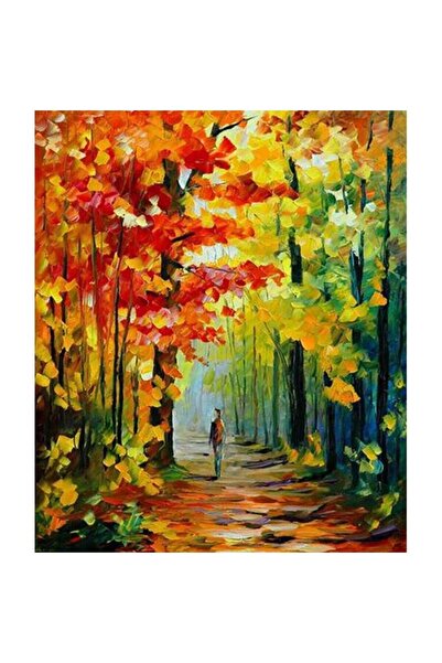 Pastelya Sayılarla Boyama Seti Çerçeveli Kasnaklı Sonbahar Ve Renkler 40x50