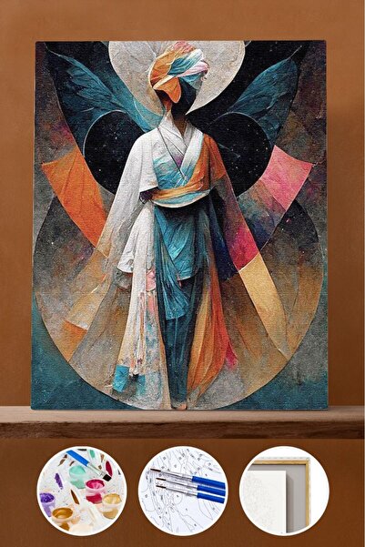 kendinyaphobi Sayılarla Boyama Seti Çerçeveli Kasnaklı Melek Evrimi 50 x 65 cm