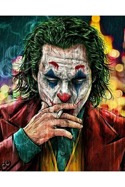 Pastelya Sayılarla Boyama Seti Çerçeveli Kasnaklı Yeşil Saçlı Joker 40 x 50 Cm