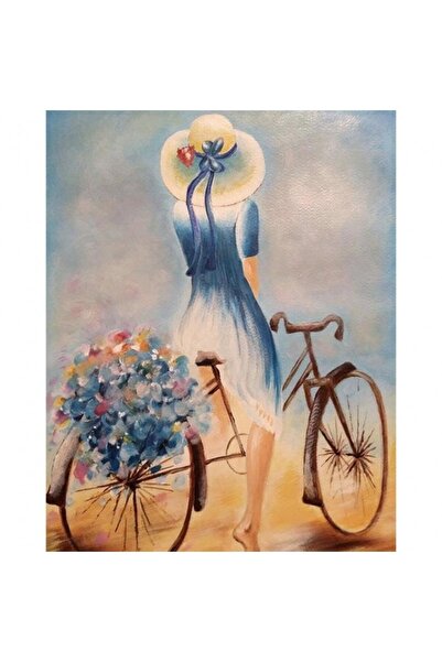 Pastelya Sayılarla Boyama Seti Çerçeveli Kasnaklı Bisiklet Ve Çiçekler 40 x 5...