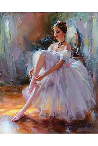 Pastelya Sayılarla Boyama Seti Çerçeveli Kasnaklı Gösteriye Hazırlanırken 60x75