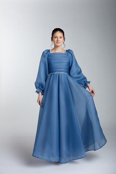 Mutlu City Girl/Teenager New Fashion Shiny Fabric Full Mold Long Sleeve Evening Dress 5553