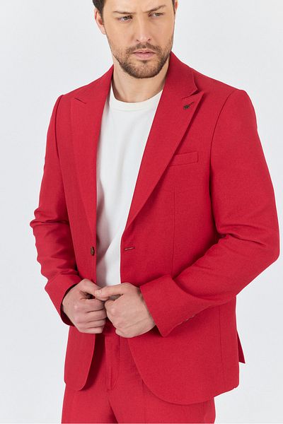 Frappoli Alfredo Men's Red Spring-Summer Slim Fit 2'Li Suit