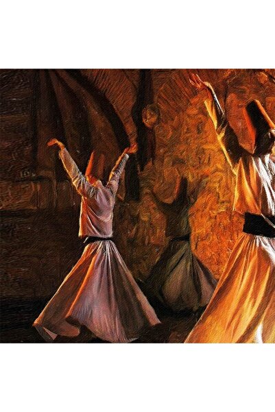 Pastelya Sayılarla Boyama Seti Çerçeveli Kasnaklı Üç Semazen 60 x 75 cm