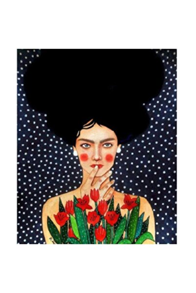 Pastelya Sayılarla Boyama Seti Çerçeveli Kasnaklı Çiçek Toplayan Kadın 40 x 5...