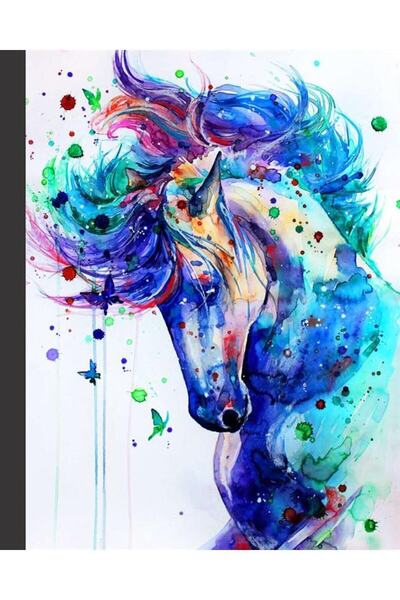 Pastelya Sayılarla Boyama Seti Çerçeveli Kasnaklı Renkli At 3 40 x 50 Cm