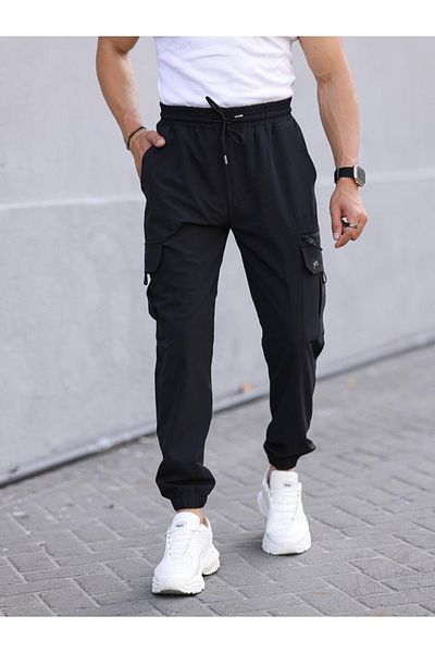 YXC Trend Maker Parachute Fabric Rubber Leg Cargo Pocket Zipper Detailed Slim Cut Jogger Pants