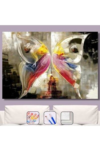 Pastelya Sayılarla Boyama Seti Çerçeveli Kasnaklı Mistik Kelebek 60 x 75 cm