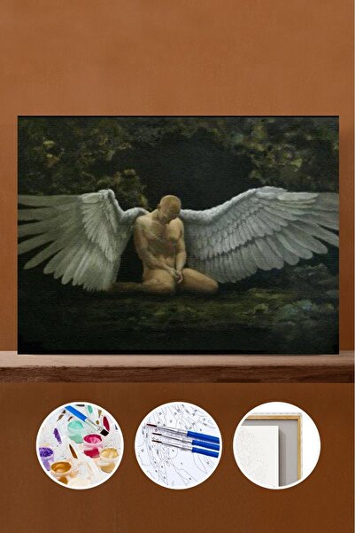 Pastelya Sayılarla Boyama Seti Çerçeveli Kasnaklı Kırgın Melek 40 x 50 Cm