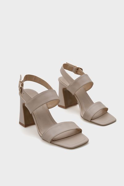 Capone Outfitters Sandale de damă Tina cu toc mediu cu bretele duble