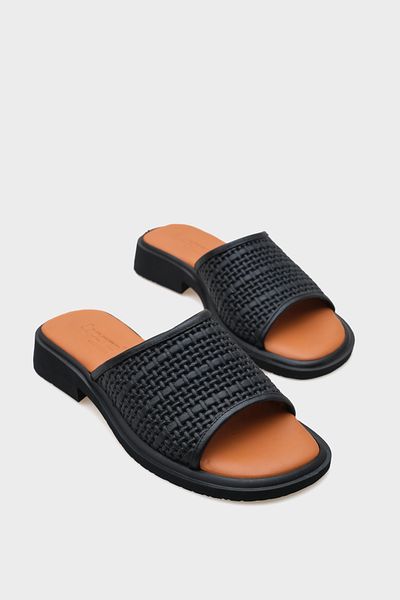 Capone Outfitters Cori Genuine Leather Short Heeled Comfort Single Strap Women's Slippers