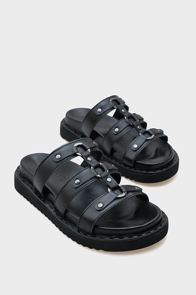 Capone Outfitters Leather Women's Slippers with Mora Accessories