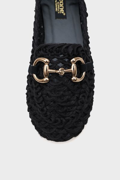 Capone Outfitters Γυναικείο Loafer με Μεταλλική Πόρπη Tani Straw Weave