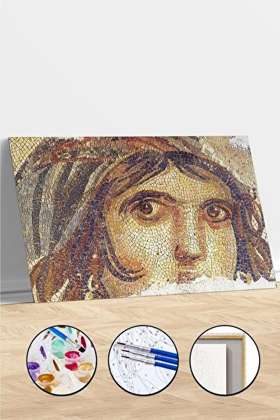 Pastelya Sayılarla Boyama Seti Çerçeveli Kasnaklı Zeugma Mozaik Çingene Kızı 60 x 75 cm