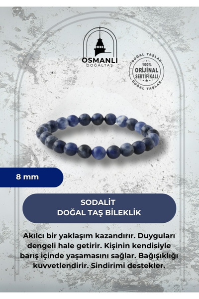 OSMANLI DOĞAL TAŞ Sodalit 8mm Doğal Taş Bileklik