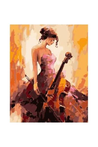 Genel Markalar Sayılarla Boyama Seti Çerçeveli Kasnaklı Kemancı Kız 3  40 x 5...