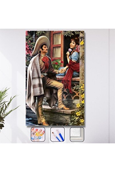 Pastelya Sayılarla Boyama Seti Çerçeveli Kasnaklı Ilk Buluşma 60 x 75 cm