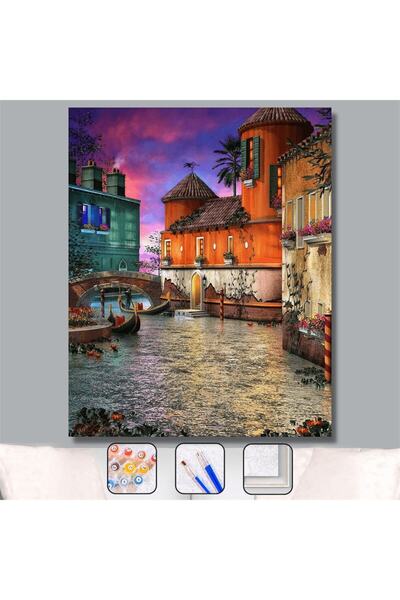 kendinyaphobi Sayılarla Boyama Seti Çerçeveli Kasnaklı Gondol Da Serenat 40x5...