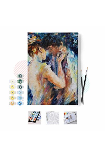 Pastelya Sayılarla Boyama Seti Çerçeveli Kasnaklı Tutku 3  50 x 65 cm