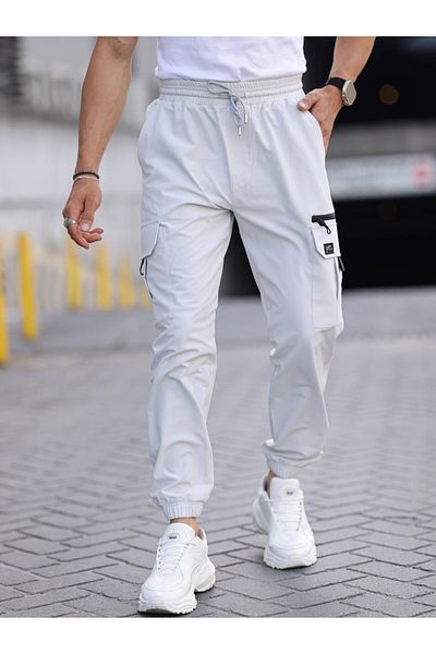 a02teks Yxc Parachute Fabric Rubber Leg Cargo Pocket Zipper Detailed Slim Fit Jogger Pants