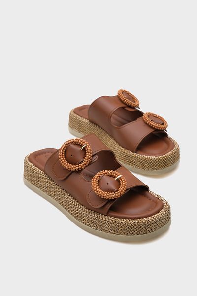 Capone Outfitters Дамски чехли Marla с двойна катарама и клин