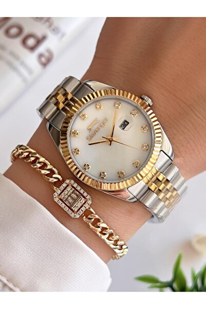 Slazenger BLKT.2.765 Slazenger 5 Atm Suya Dayanıklı Yeni Sezon Gri/Sarı Kadın...