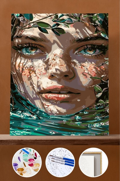 Pastelya Sayılarla Boyama Seti Çerçeveli Kasnaklı Doğa Kızı 40x50 cm