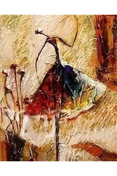 Pastelya Sayılarla Boyama Seti Çerçeveli Kasnaklı Afrika Dansı  50 x 65 cm