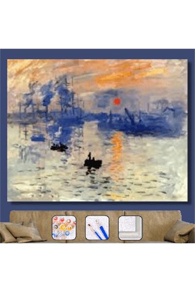 Pastelya Sayılarla Boyama Seti Çerçeveli Kasnaklı Monet Gün Doğumu 40 x 50 Cm