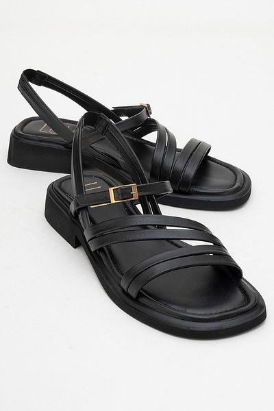 LuviShoes Cesar Black Genuine Leather Women's Sandals
