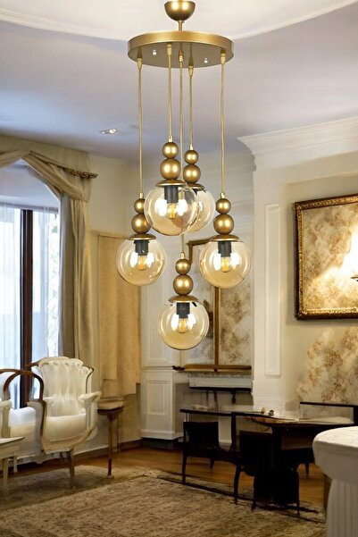 Sports  Chandelier 5-Piece Honey Glass