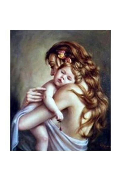 Pastelya Sayılarla Boyama Seti Çerçeveli Kasnaklı Anne Ve Bebek 2 60 x 75 cm