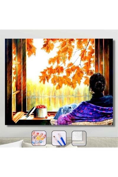 Pastelya Sayılarla Boyama Seti Çerçeveli Kasnaklı Sonbahar Seyri 40 x 50 Cm