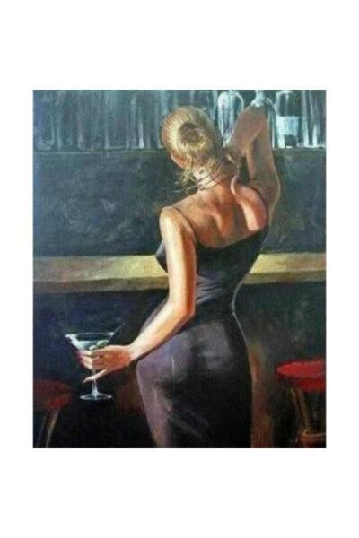 Pastelya Sayılarla Boyama Seti Çerçeveli Kasnaklı Yorgun Kadın 40 x 50 Cm