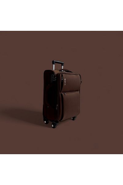 Rorik Textile Trolley, 70 L, M 69x43x25 cm, 360° wheels, telescopic handle suitcase, Brown