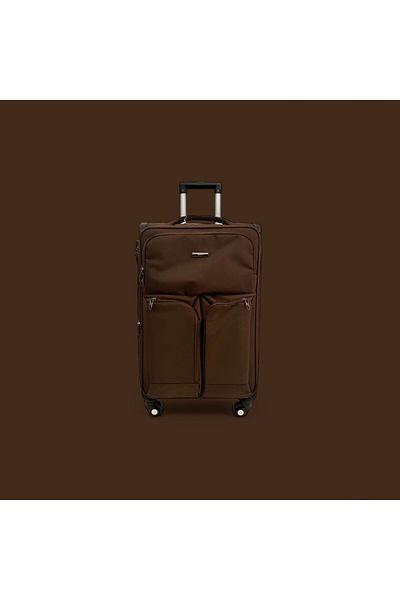 Rorik Textile Trolley, 68 L, M 70x40x28 cm, anti-theft combination zipper suitcase, 360° wheels, Brown