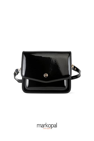 MORCA Classic Women's Cross Shoulder Bag Izg2301-1 Black Patent Leather