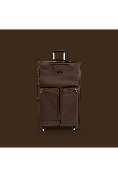 Rorik Textile Trolley, 106 L, L 82x47x30 cm, anti-theft combination zipper suitcase, 360° wheels, Brown