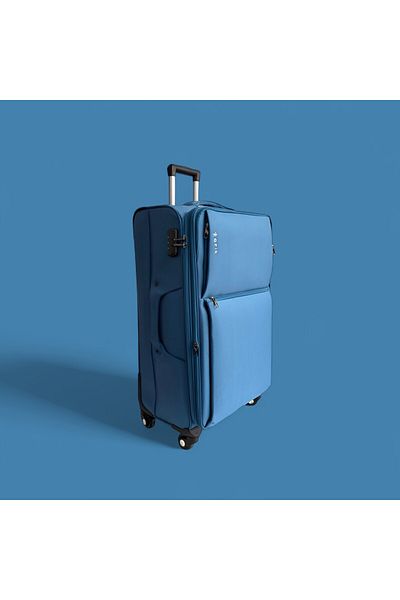 Rorik Troler textil, 97 L, L 80x47x28 cm, roți 360°, valiză cu mâner telescopic, albastru deschis