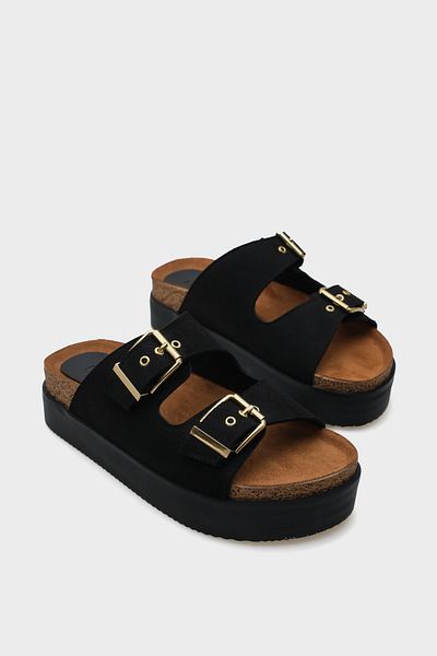 Capone Outfitters Margy Wedge Heeled Double Buckle Women's Comfort Slippers