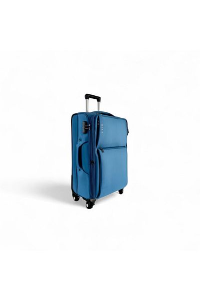 Rorik Troler textil, 70 L, M 69x43x25 cm, roți 360°, valiză cu mâner telescopic, albastru deschis