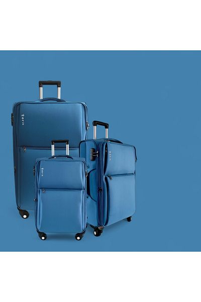 Rorik Set de 3 cărucioare textile, S 55x37x20 cm, M 69x43x25 cm, L 80x47x28 cm, roți pivotante la 360°, albastru deschis