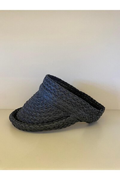 Luminos Butik Siyah Önü Kıvrımlı Orijinal Hasır Vizör Şapka Günlük Kullanım Ve Plaj Kullanımına Uygun HSR2113