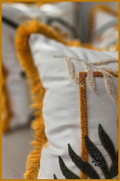SasoHome Beauty Flowers Punch Embroidery Patterned Linen Throw Pillow Cover