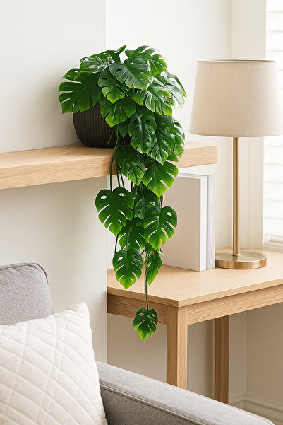 ALSHOP Saksıda Deve Tabanı Saksı Çiçek Sarkıt Süsleme 50 Cm Antrasit