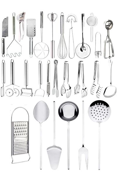 Mirilliahome Stainless Steel 28 Piece Kitchen Serving Set – Practical Dowry Kitchen Utensils