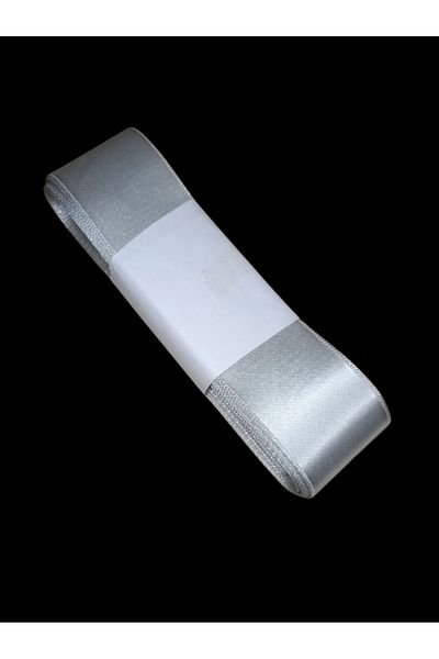 yörük tuhafiye 10 Meters Silver Gray Satin Ribbon - 4 cm a Ball