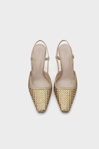 Capone Outfitters Sandi Open Back Blunt Toe Stone Medium Heeled Women's Shoes