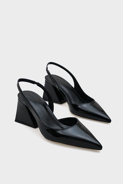 Capone Outfitters Pantofi de damă din piele lăcuită cu toc mediu Robby cu spate deschis