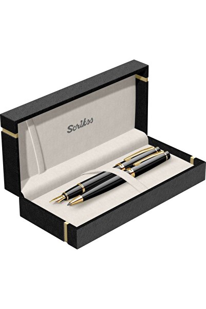 Scrikss Siyah Altın Dolma Ve Tükenmez Kalem Seti